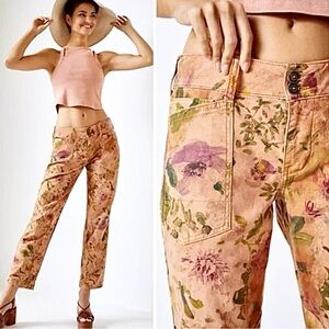 Anthro Pilcro The Wanderer Floral Low-Rise Cotton Stretch Jeans 30